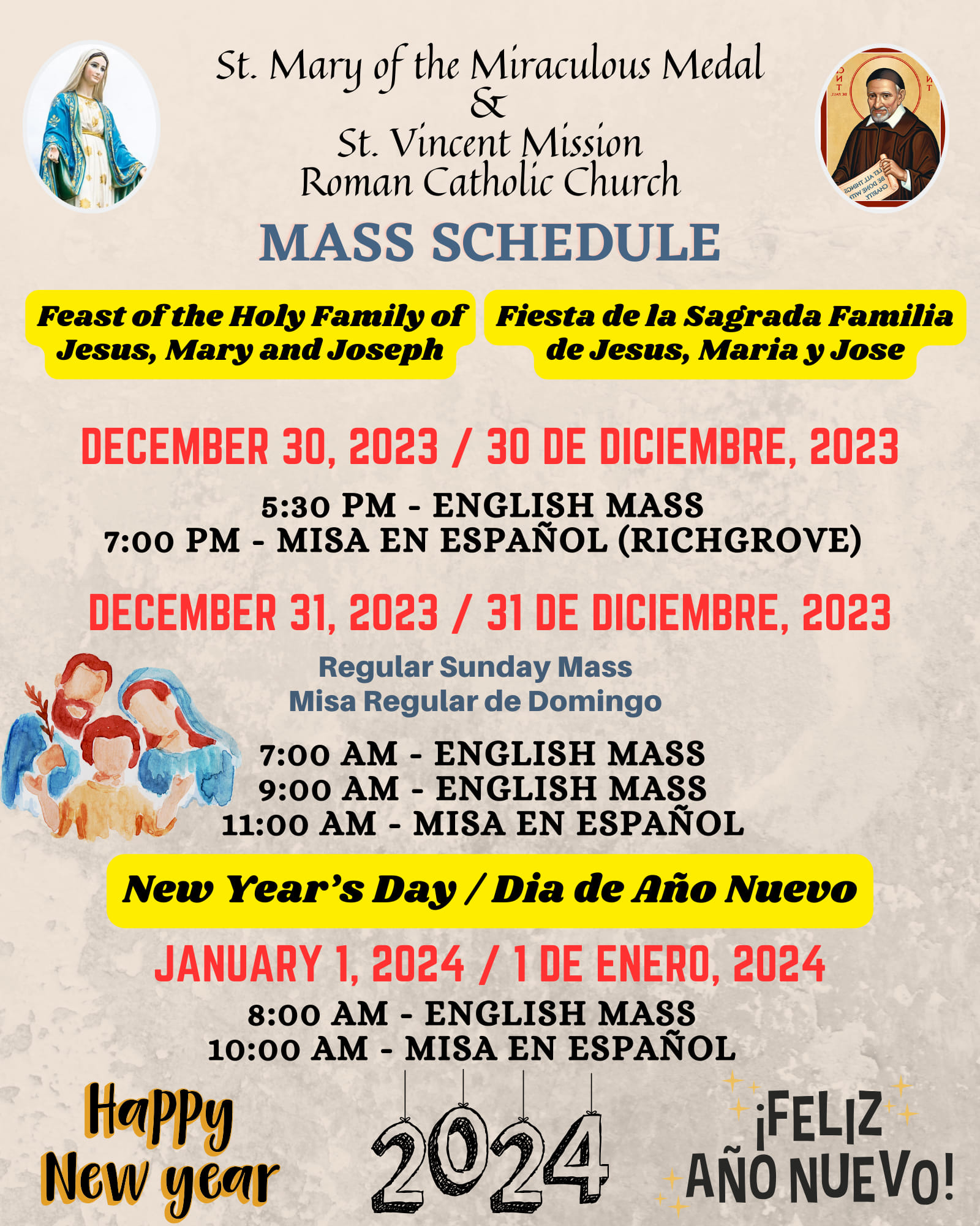 Our Mass Schedule... - St. Mary of the Miraculous Medal