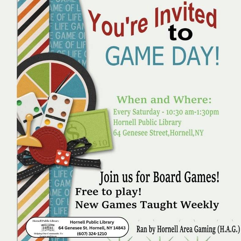 Hornell - 🎲♟️ Get ready for Game Day at the Hornell Public Library ...