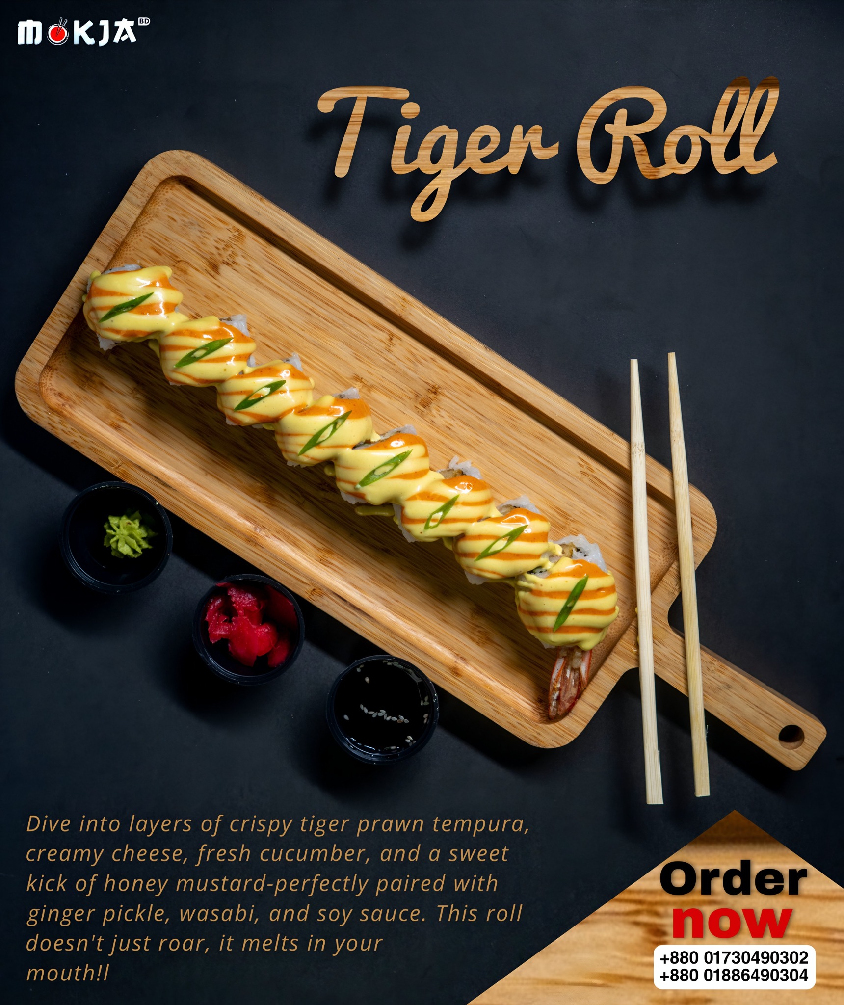 Mokja - Tiger Roll Temptation! 🍣 Dive into layers of crispy tiger prawn ...