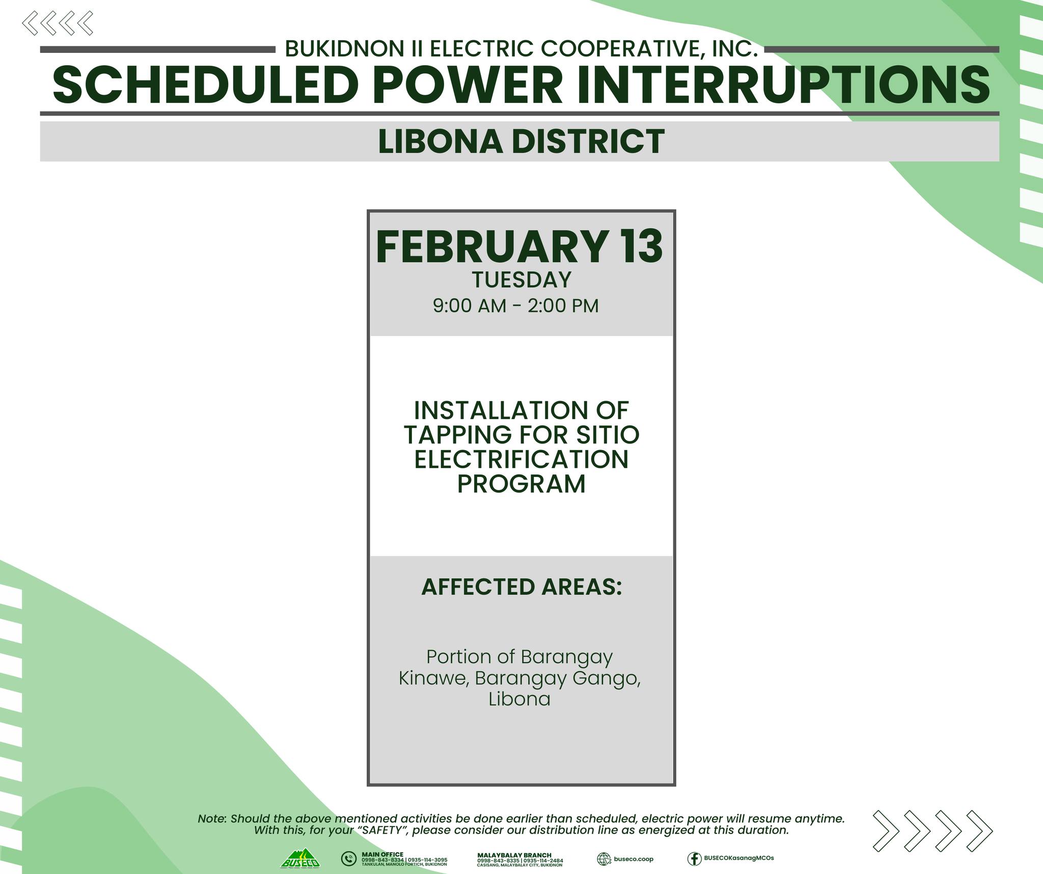 Buseco Kasanag - || ADDITIONAL SCHEDULED POWER...