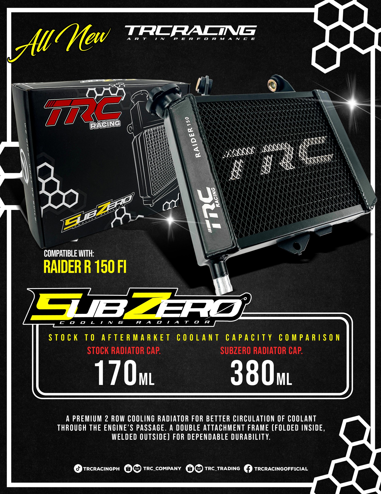 TRC Racing PH - Sub Zero Cooling Radiator for Raider R 150... | Facebook