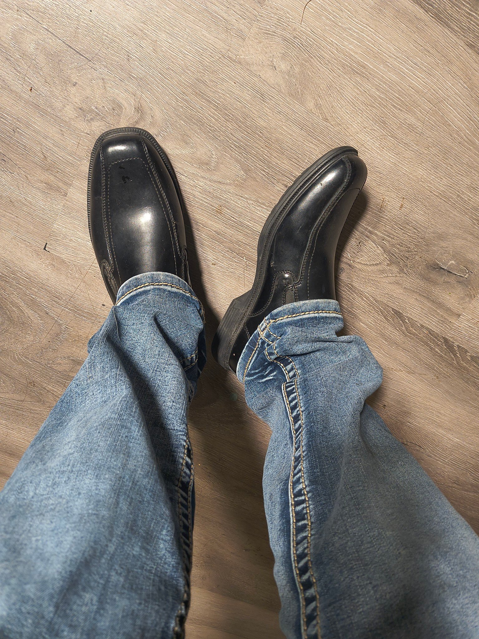 black dress shoes blue jeans Would you wear with jeans? Model height