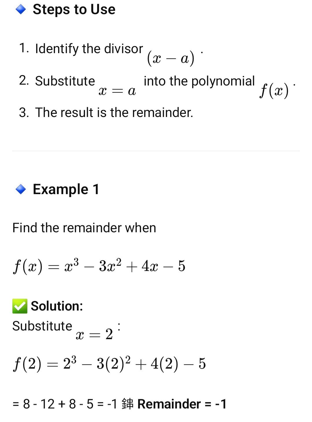 Mathematics - Example of remainder theorem | Facebook