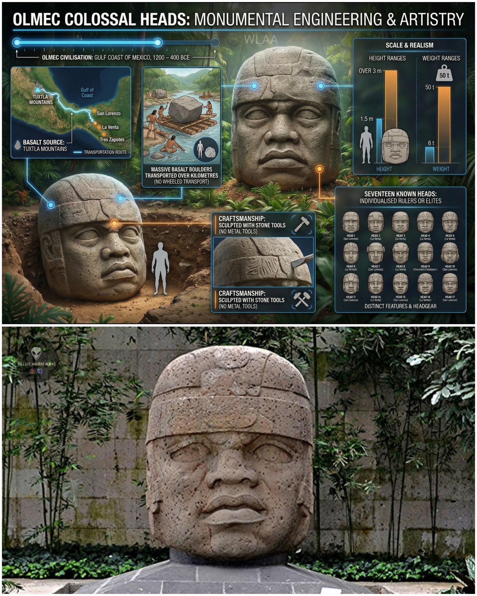 We - The Giant Olmec Heads are monumental stone sculptures created by ...