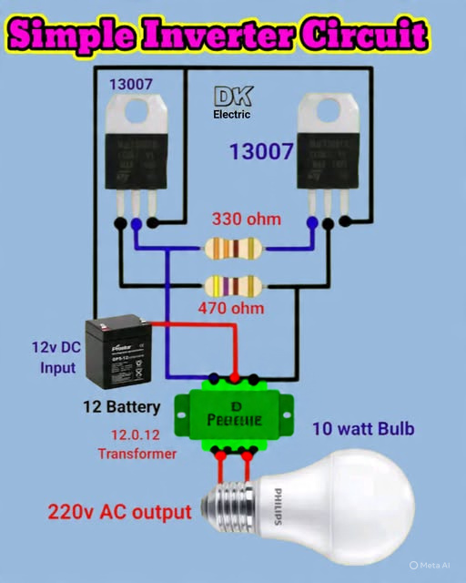 Electrician | Simple inverter circuit converting 12V DC from a battery ...