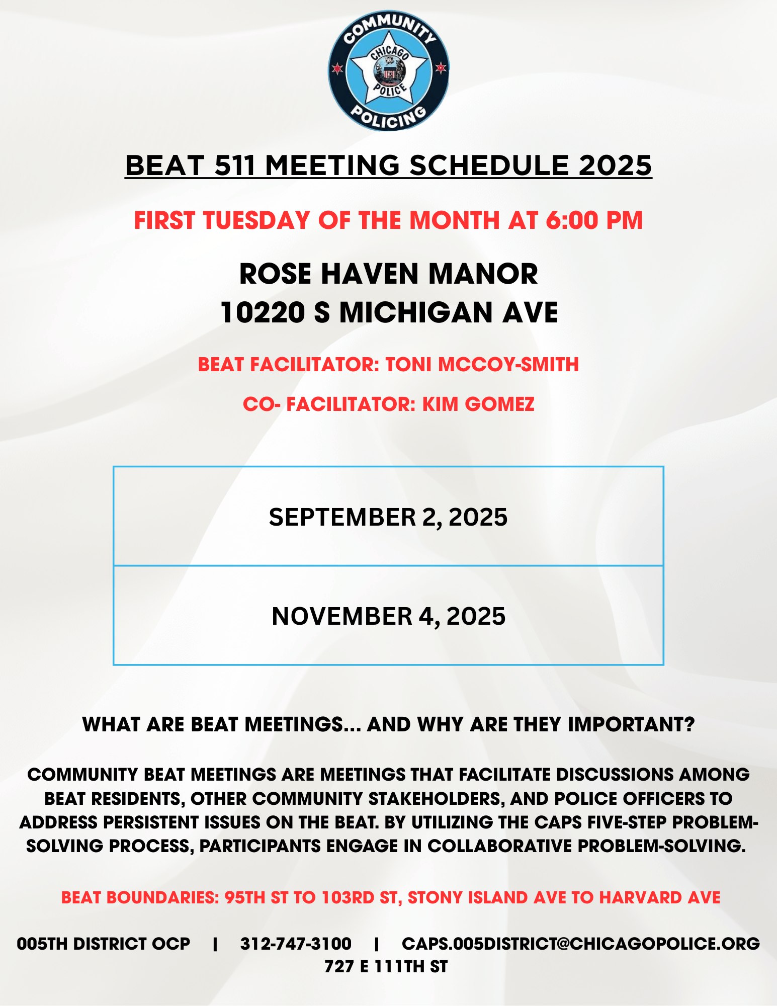 5th - 👮‍♂️ Join the 005th District for the September meeting for Beat ...