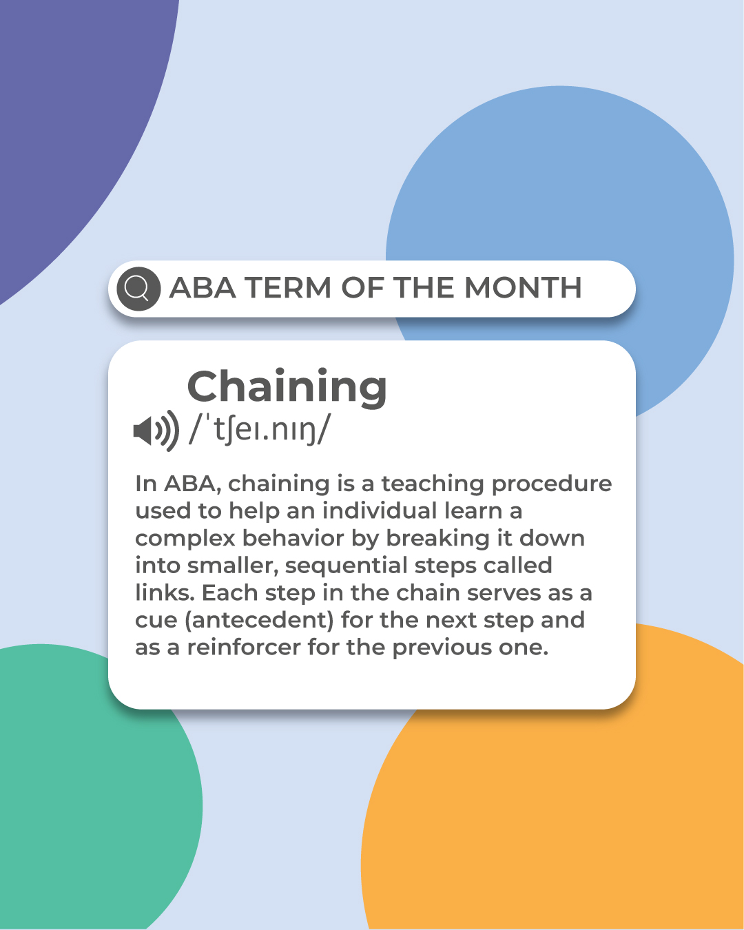 Tender - Chaining is an effective ABA technique that breaks down ...