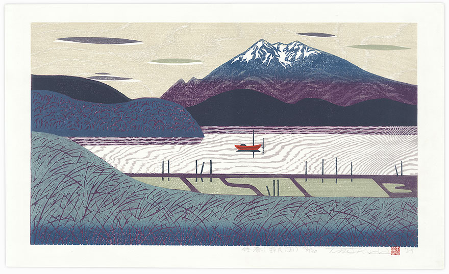 Wake up' (a 2005 woodblock print) by Nishida Tadashige (西田忠重