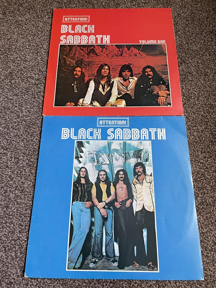 Rare Black Sabbath Attention compilations with unique mis-pressing