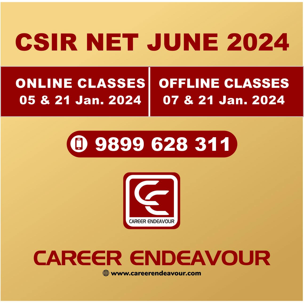 CSIR NET Coaching June 2024... - Career Endeavour Online Test