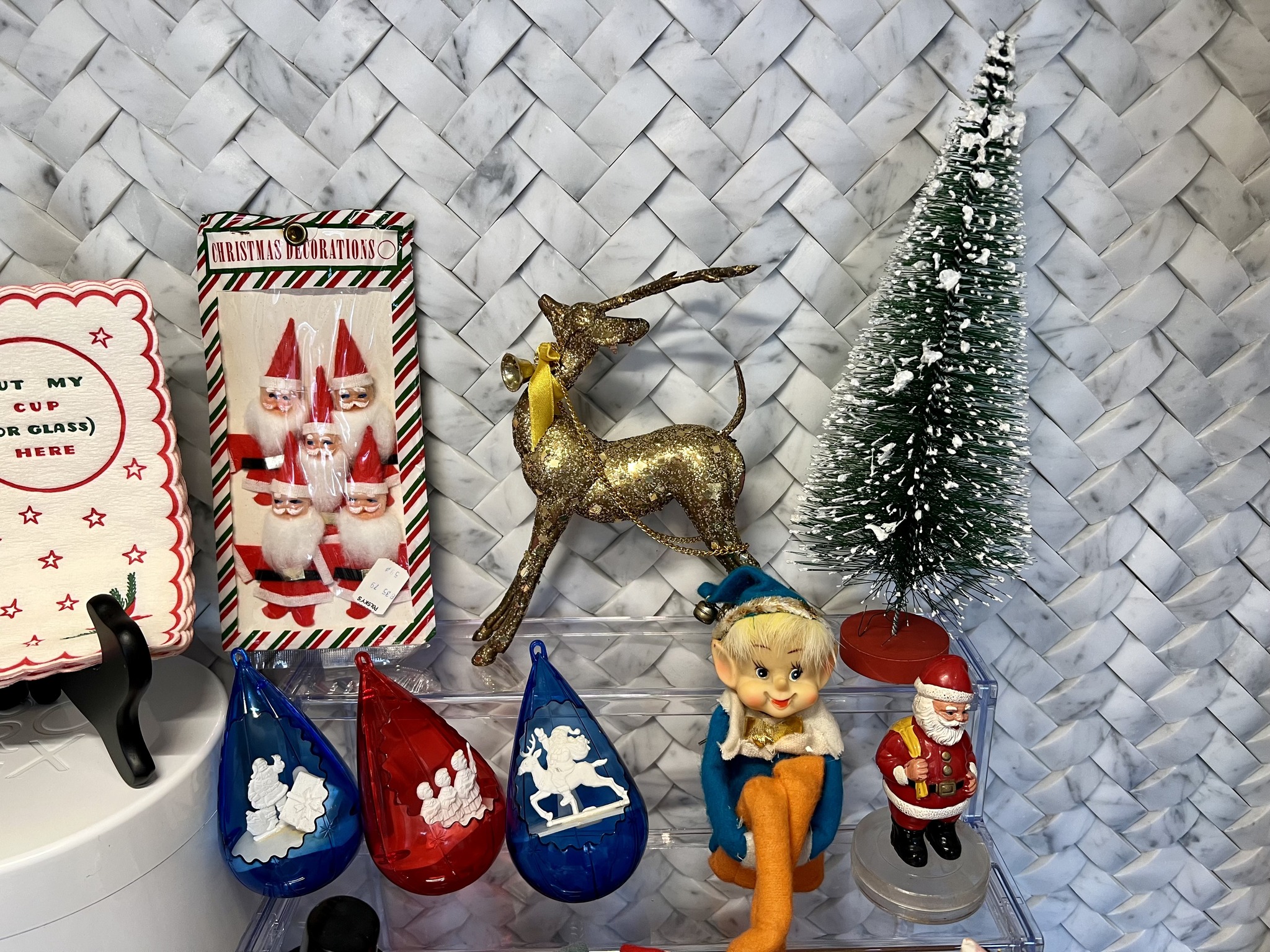 Vintage mechanical Santa and Christmas decorations collection