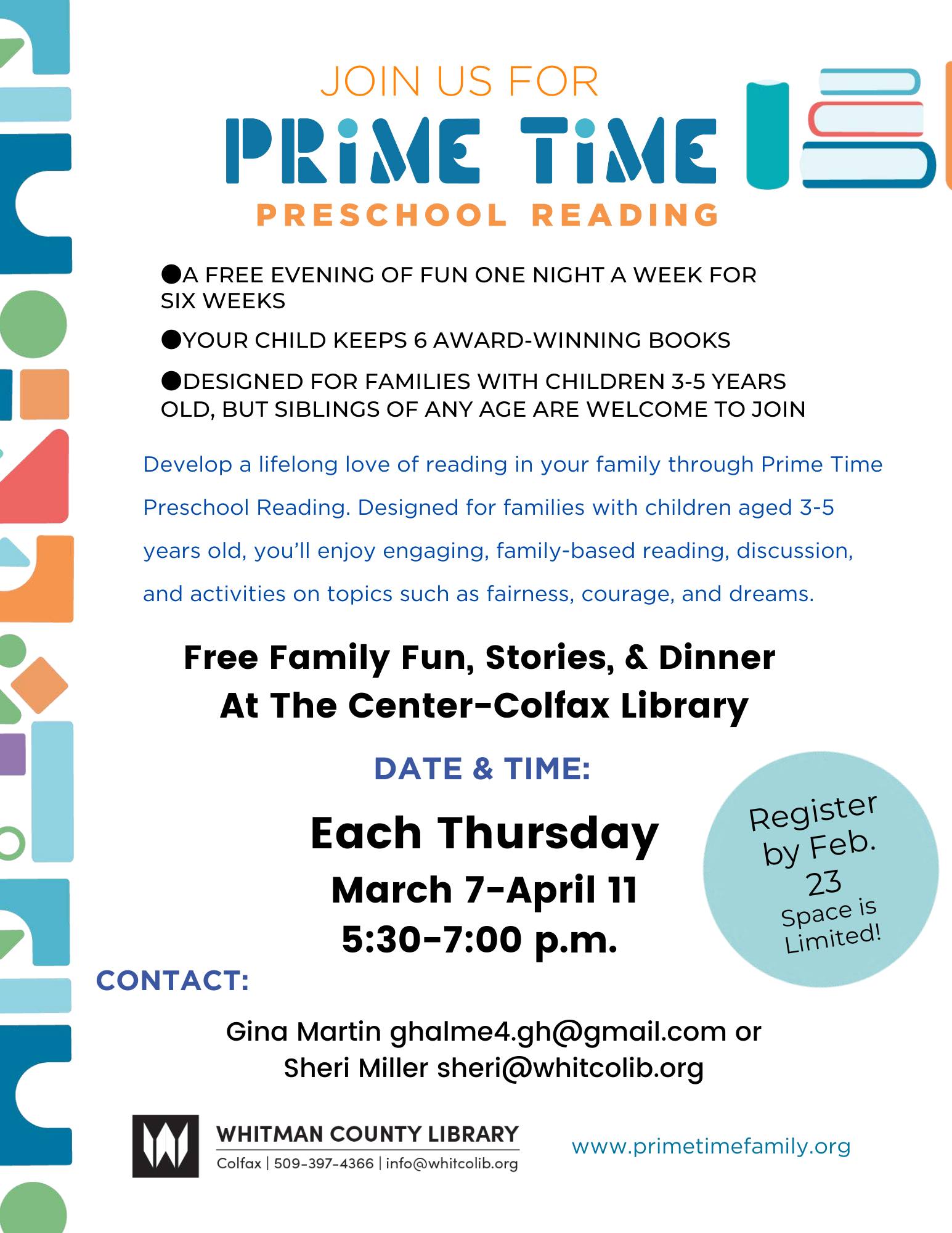 Whitman - Families! Our Colfax Library is thrilled to be bringing Prime ...