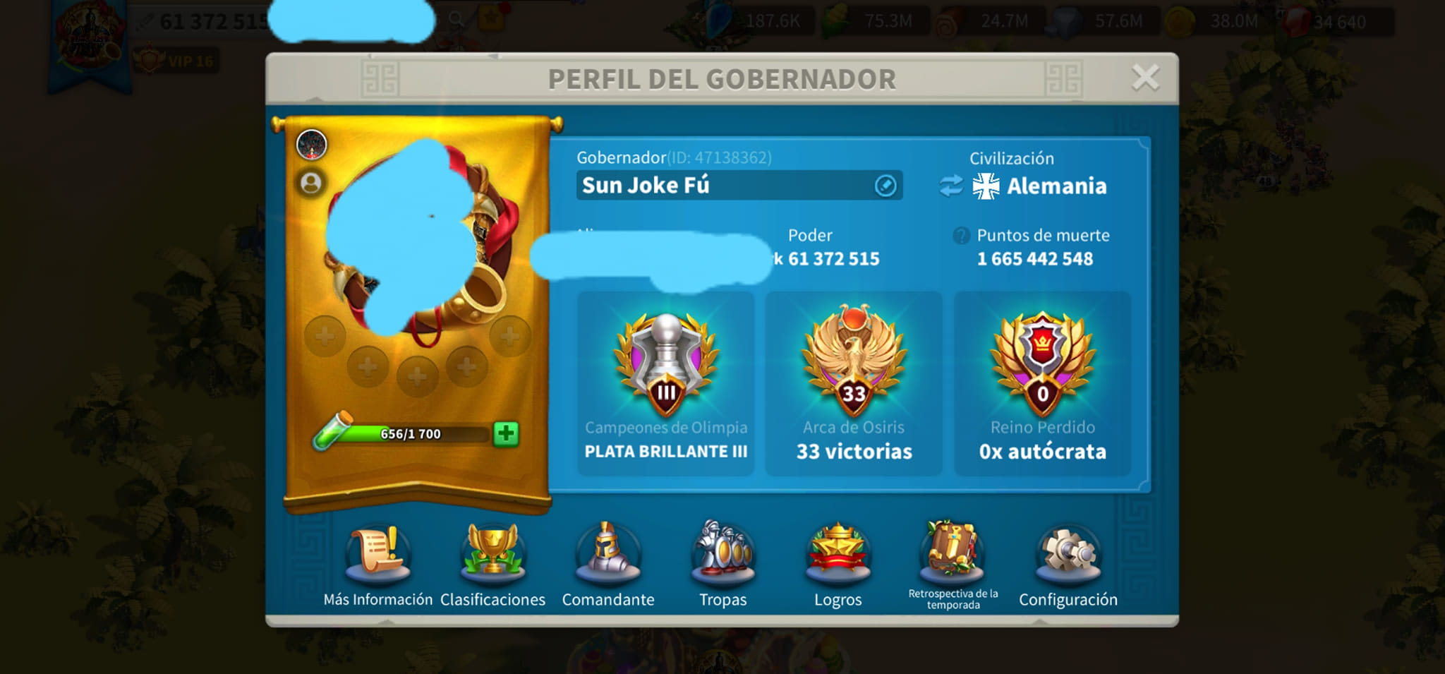 Compte Rise Of Kingdoms VIP 12 - 30M / 86M De Puissance - ZEROED - Android - Compte Neuf