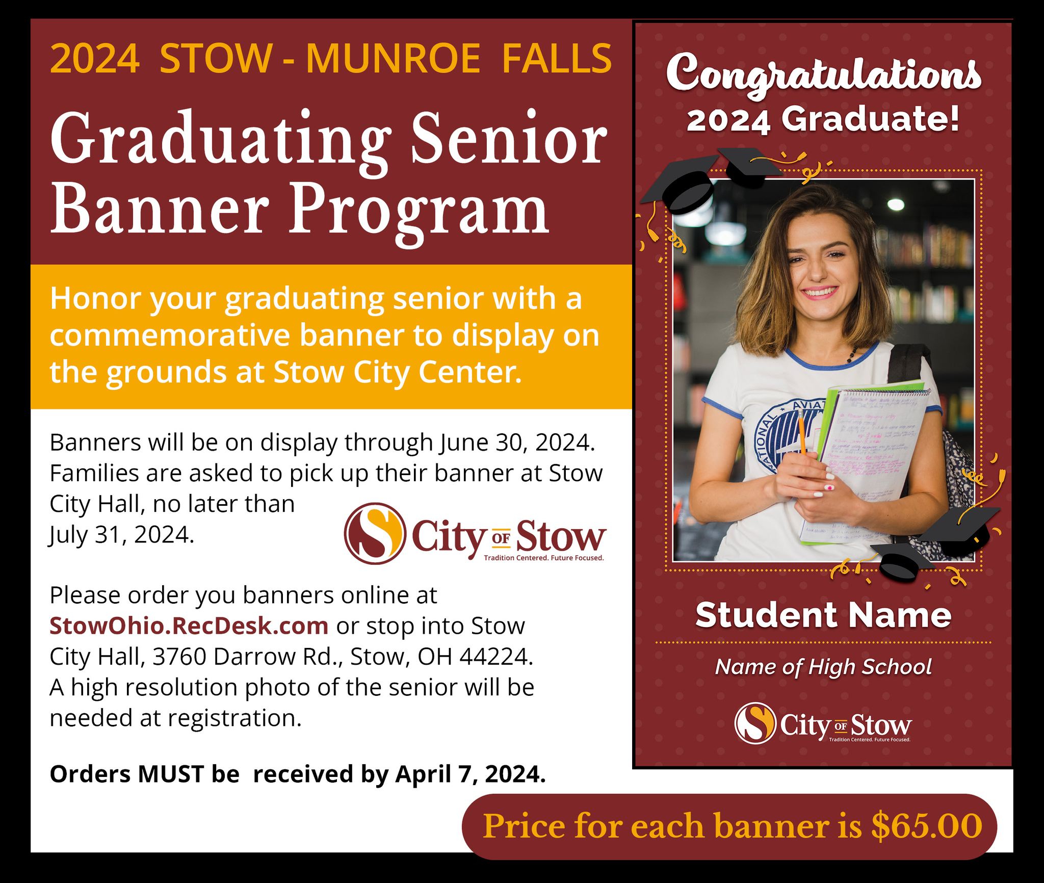 Fun in Stow - 2024 Senior Graduating Banner Program Order...