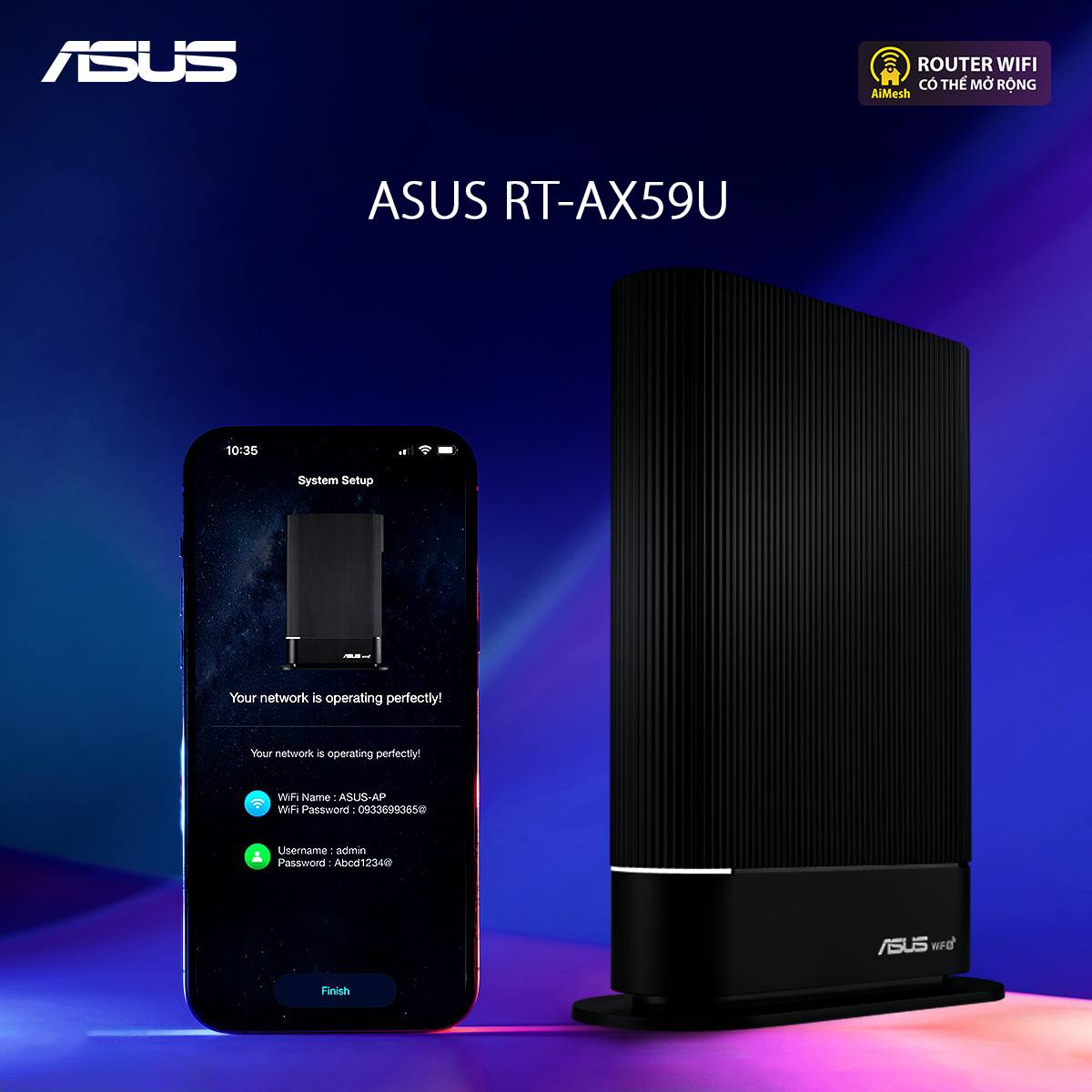 ASUS - Router ASUS RT-AX59U có thiết kế sang trọng, tinh...