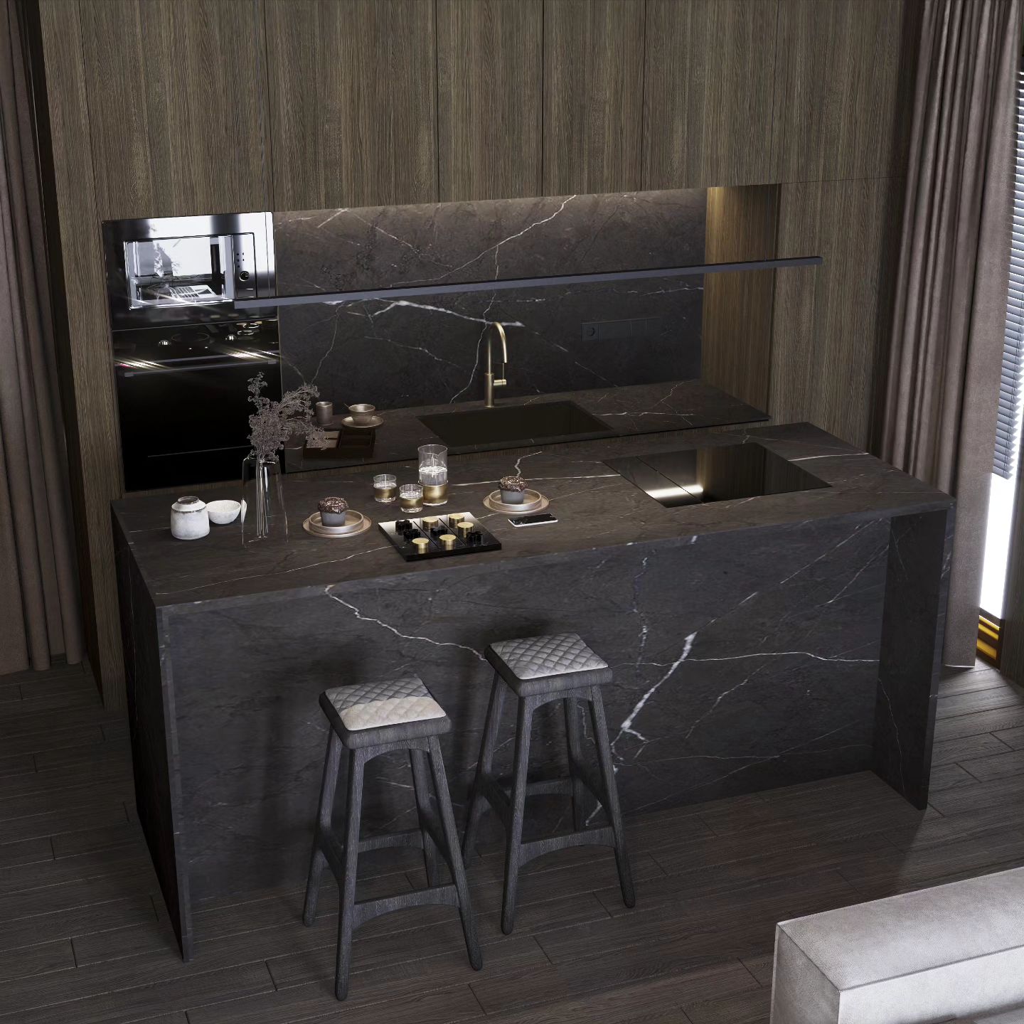 Multiinterior - ️Kitchen proposal with an island + dining...