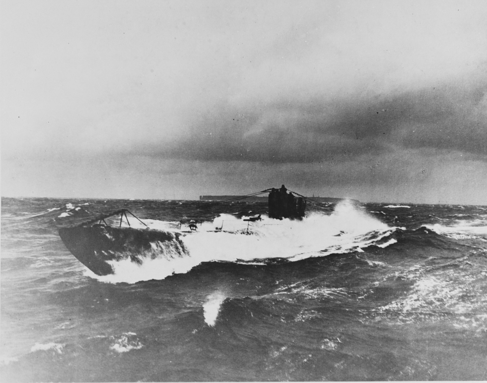 Navy - The former German submarine UB-148 pushing through heavy seas as ...