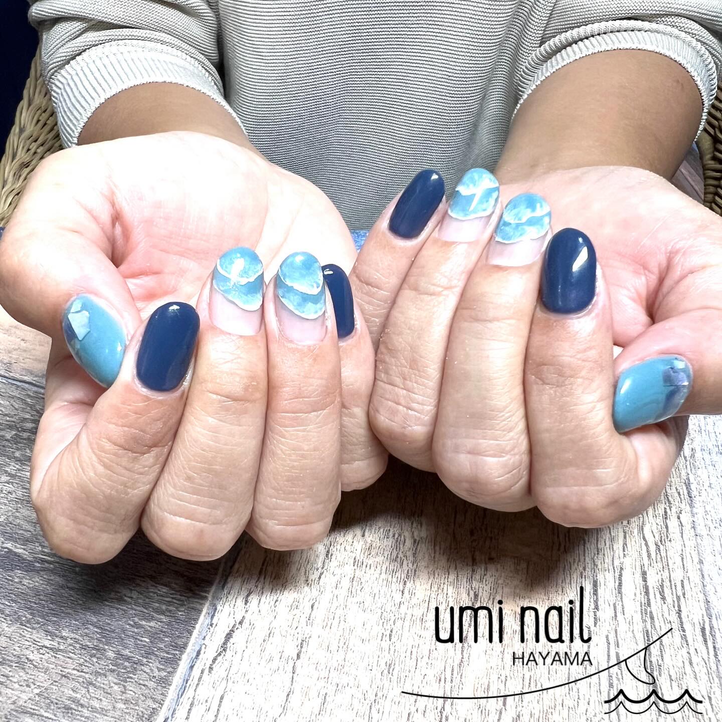 ニュアンス#波#くすみブルー#ブルー#ネイビー#シンプル#大人可愛い 