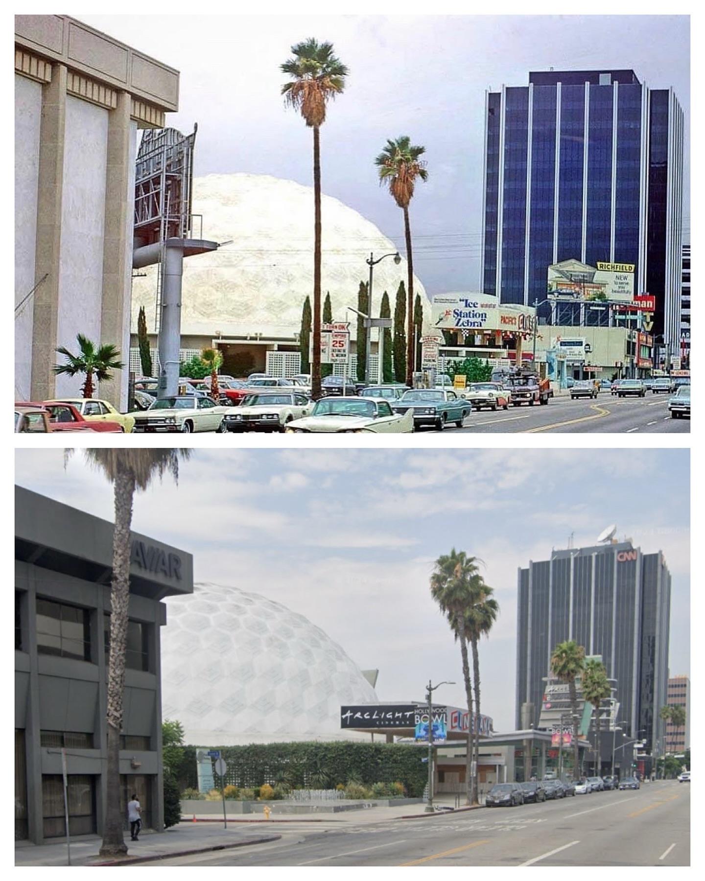 A street view looking west from the northern side of Sunset
