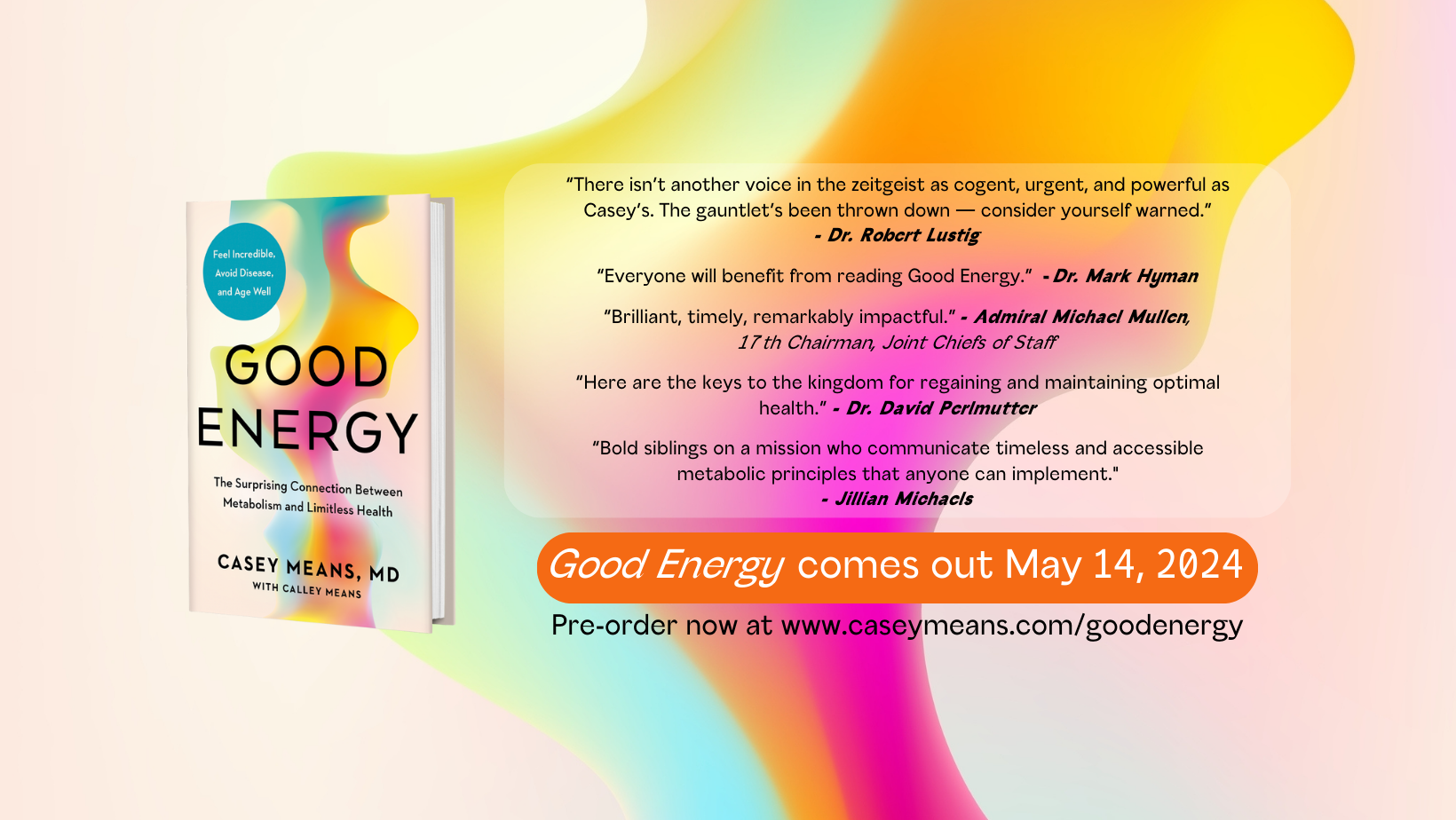Casey - GOOD ENERGY is available for pre-order now at www.caseymeans ...