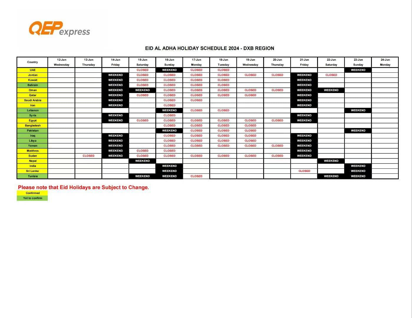 QEP - --- **Eid al-Adha Holiday Schedule Announcement** During the Eid ...