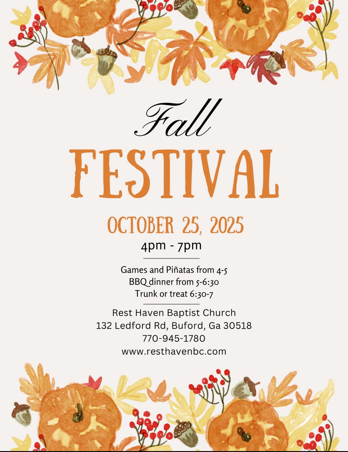 Rest Haven Baptist Church Fall Festival