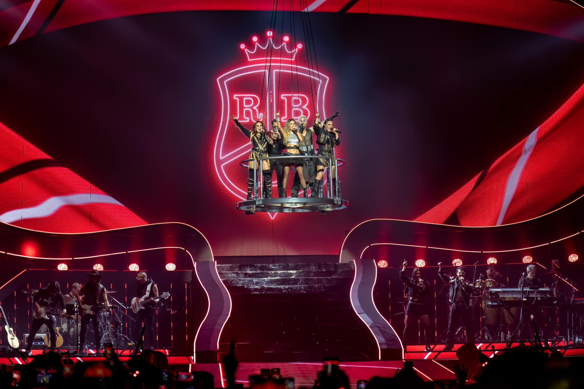 Dulce Maria, Christopher von Uckermann, Anah , Christian Ch vez, and Maite Perroni of RBD perform in concert during the Soy Rebelde Tour at Moody Center on October 01, 2023 in Austin, Texas