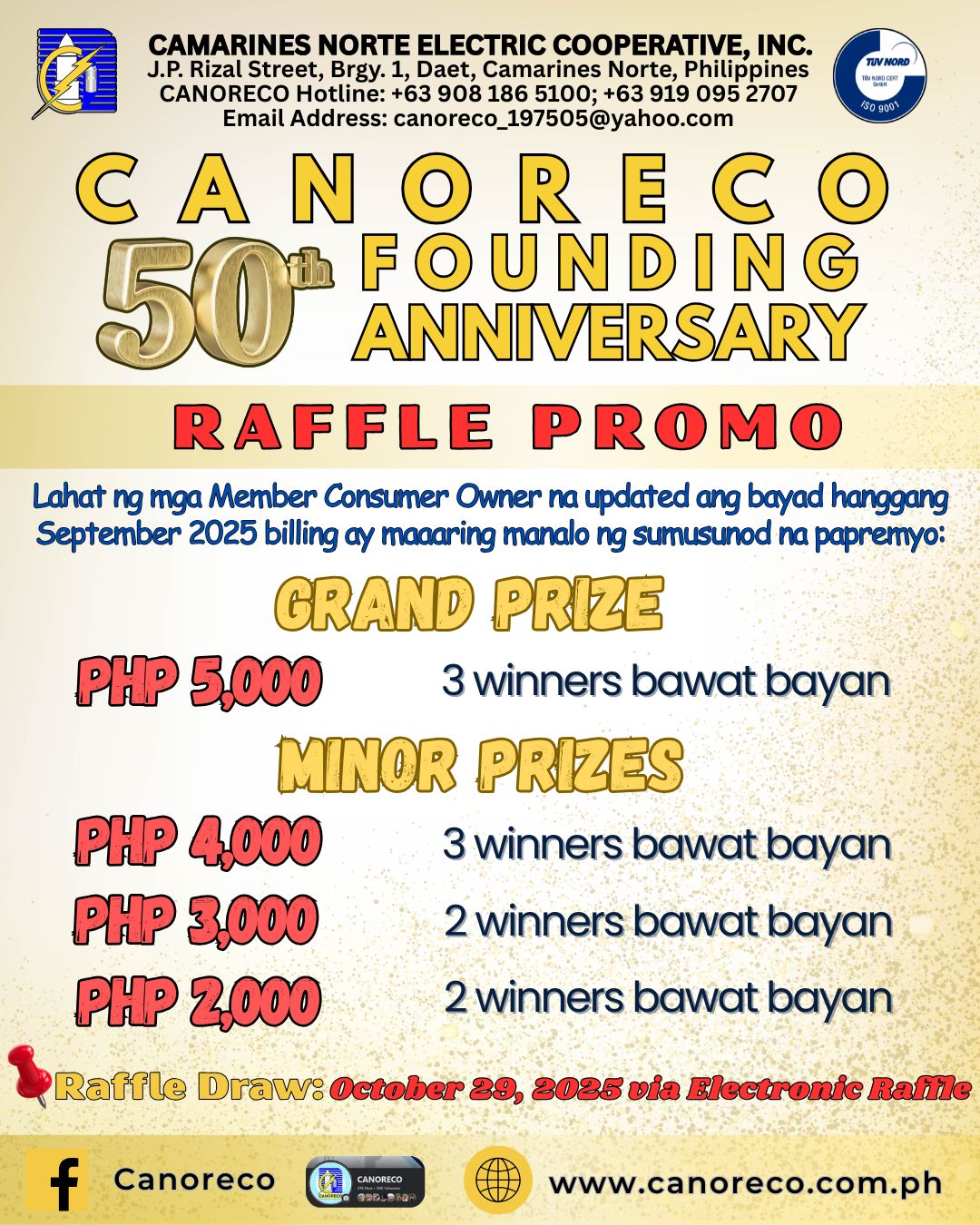 CANORECO - CANORECO | 50th Founding Anniversary Bilang bahagi ng ...