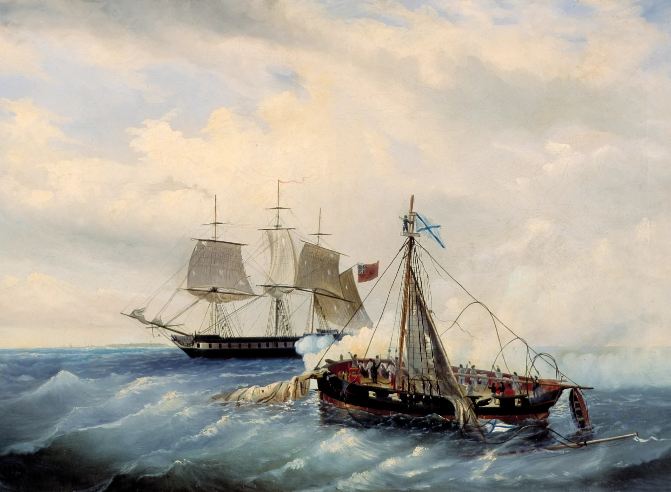 Historical - Battle between the Russian ship Opyt and the British ...
