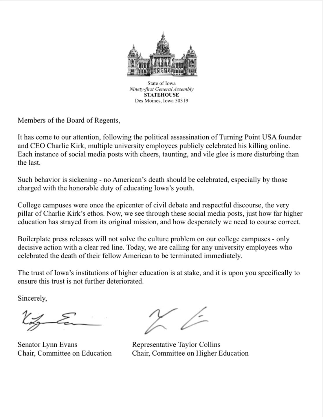 Representative - We’ve seen enough - Senator Evans and I are calling ...