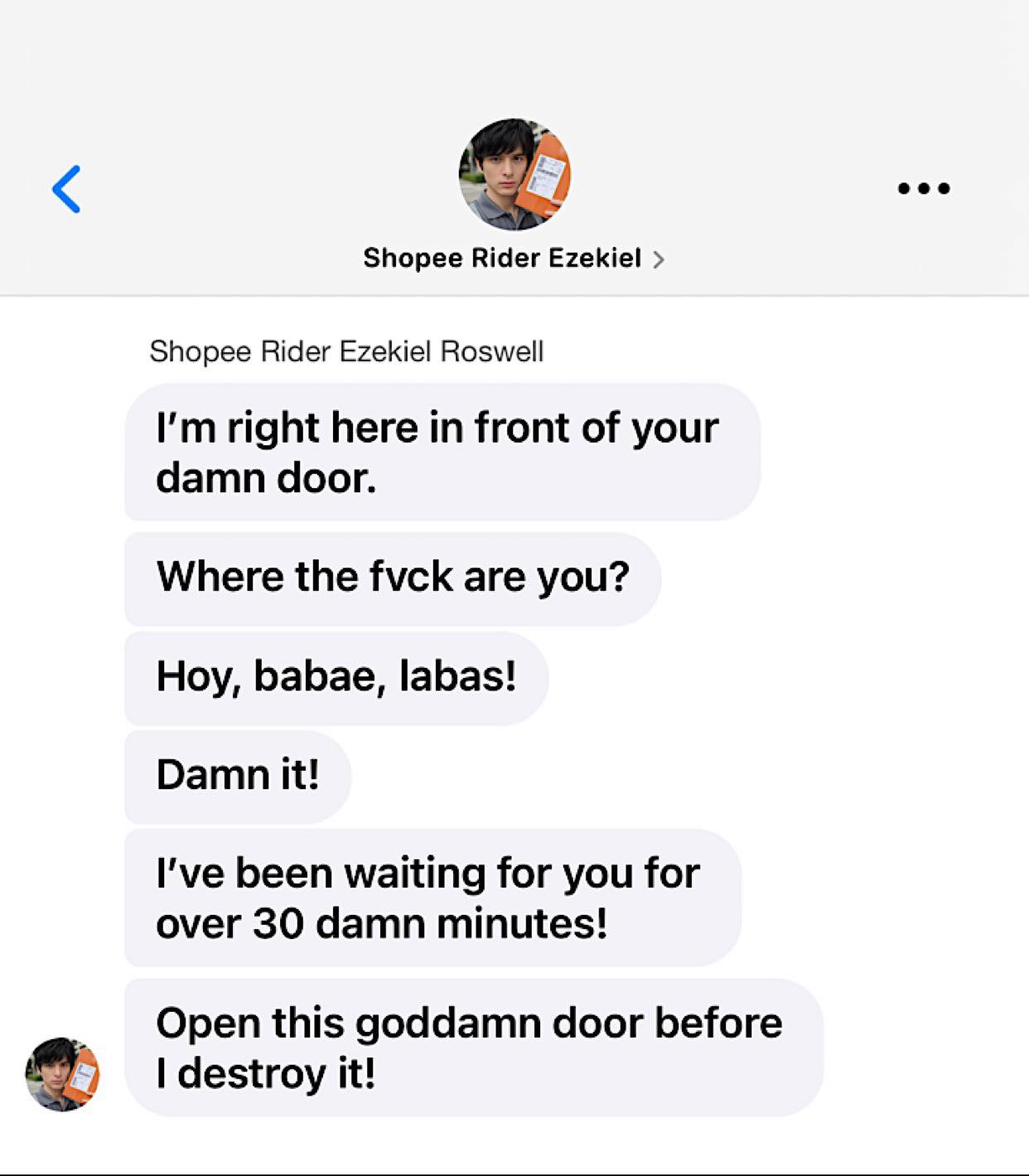 Aemie - Si Ezekiel Roswell kapag naging Shopee delivery rider. | Facebook