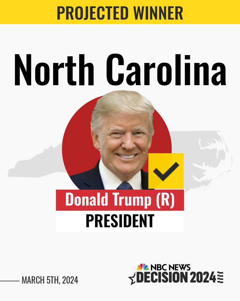 NBC News - BREAKING: Donald Trump wins the North Carolina...