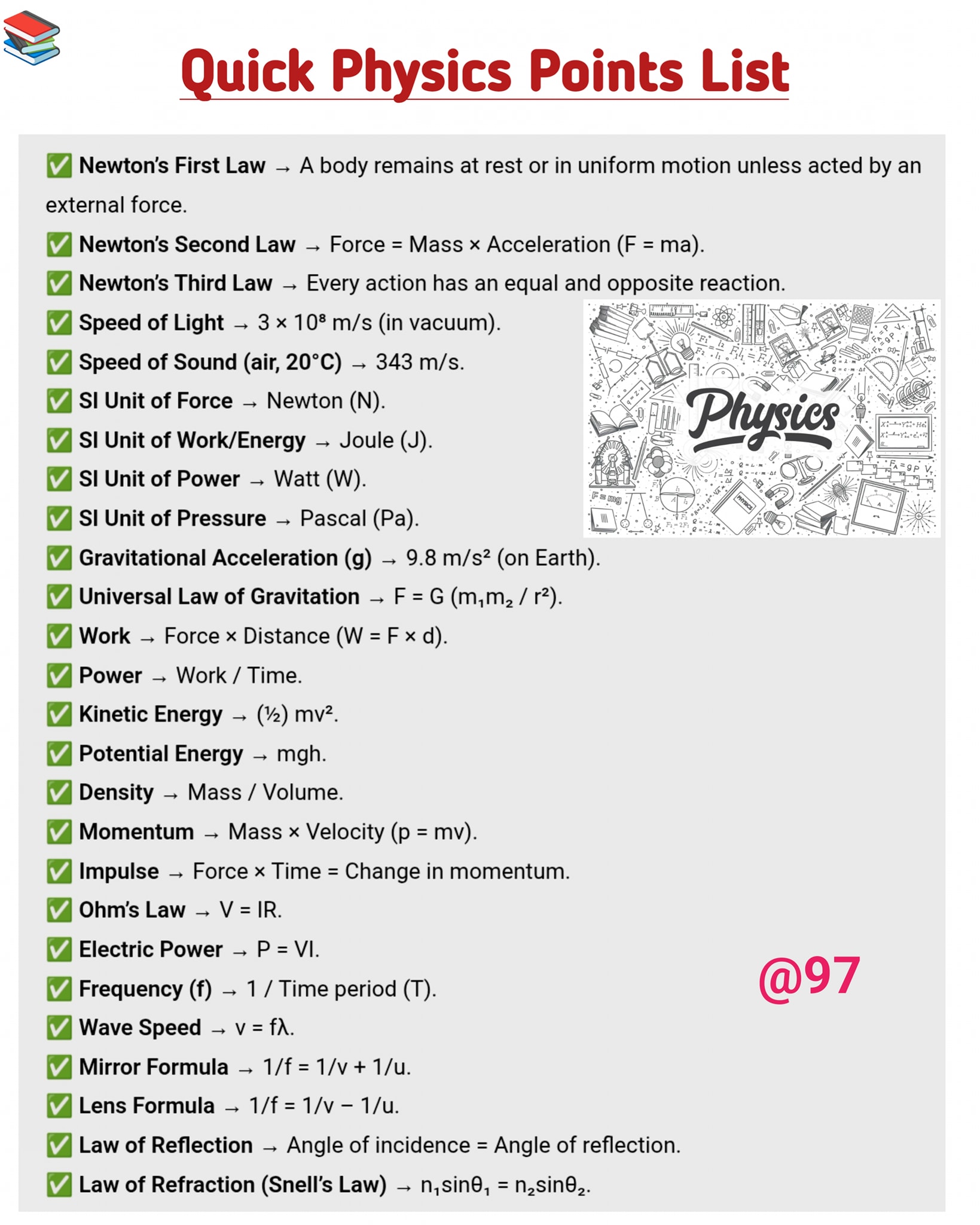 97 - Quick Physics Notes 📙 #fbpost2025シ #physicswallah #science #education #australia #khansir # ...