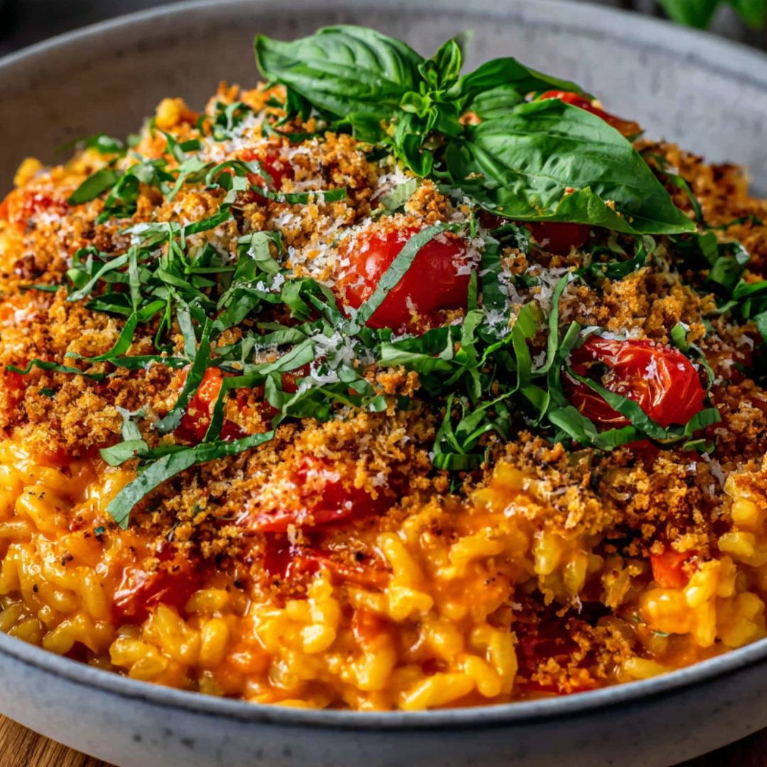 Grande - 🥗 Risotto crémeux au parmesan, tomates rôties et crumble ...