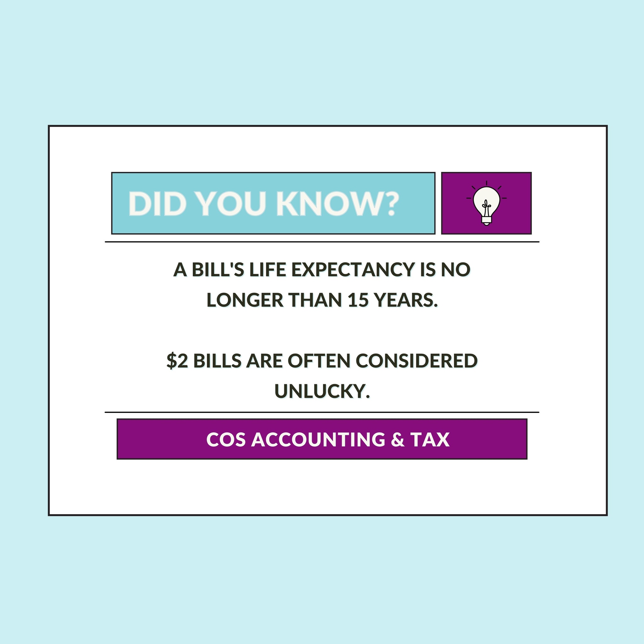 COS Accounting - Strange facts you never knew about money! Looks like ...