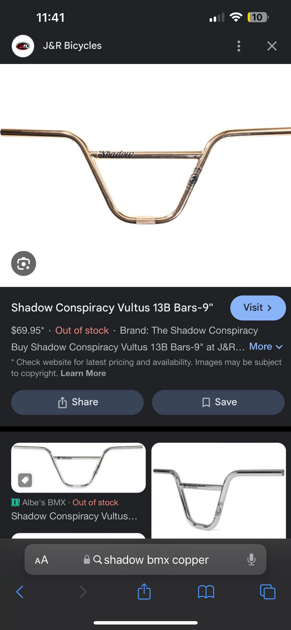 New shadow bars for BMX bike