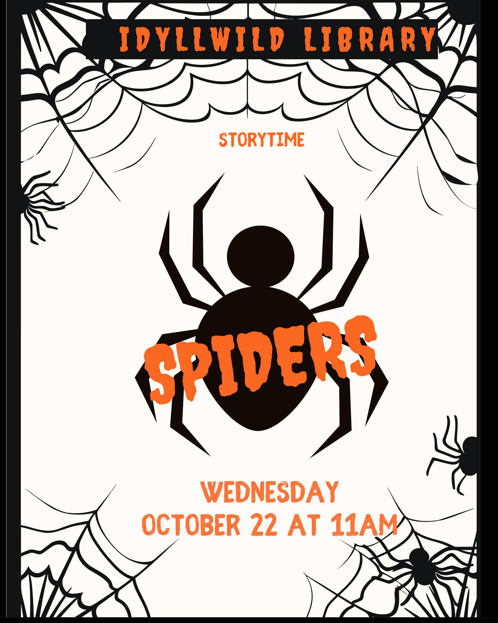 Idyllwild - Join us today at 11am for a spider-iffic storytime! | Facebook