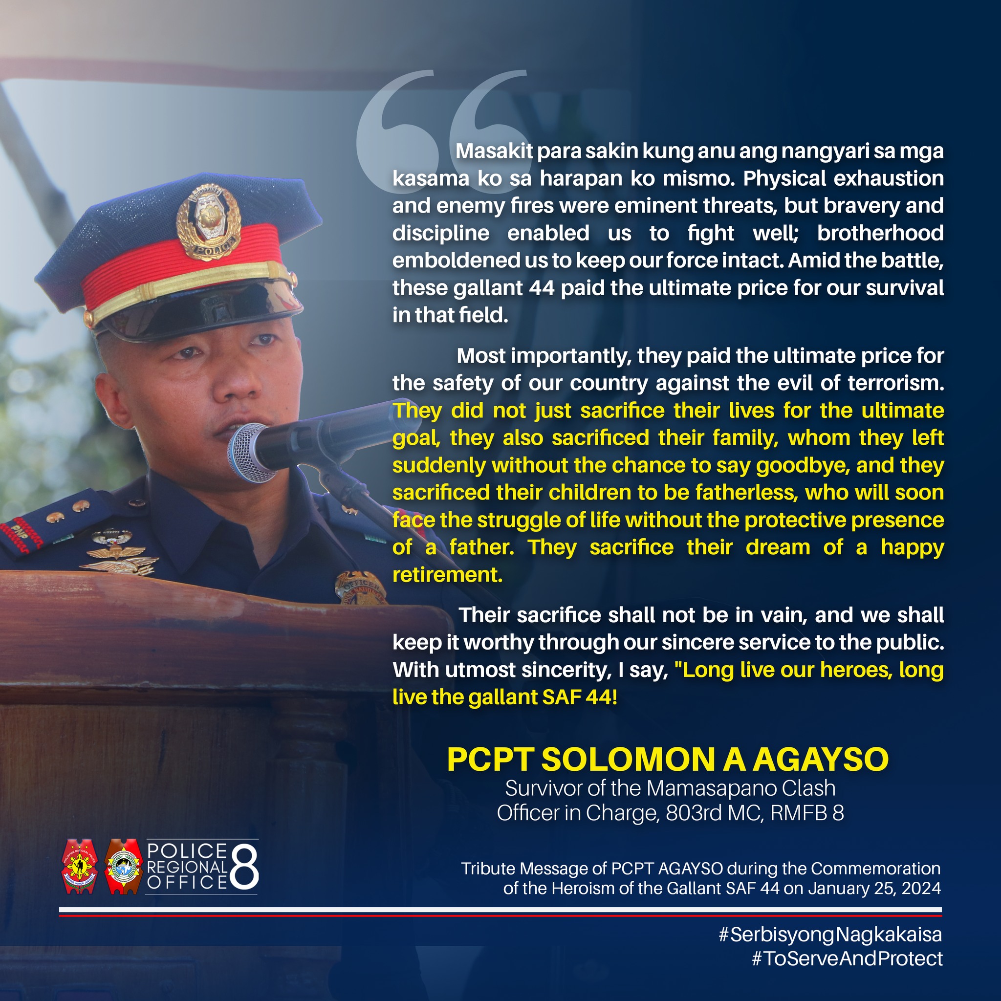 Tribute Message of PCPT AGAYSO... - Police Regional Office 8 | Facebook
