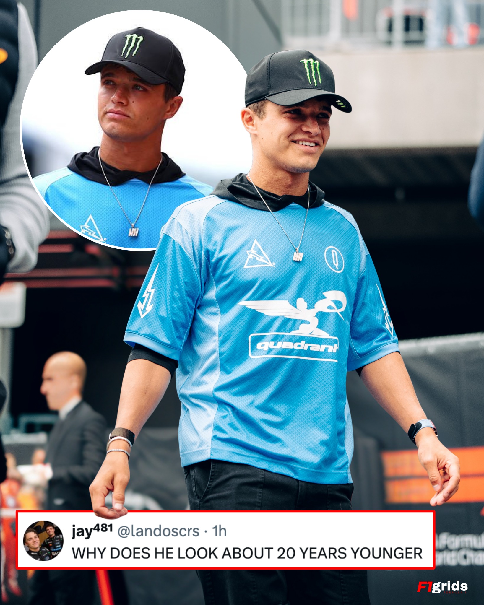 Lando arrived to media day in Suzuka wearing an exclusive blob 