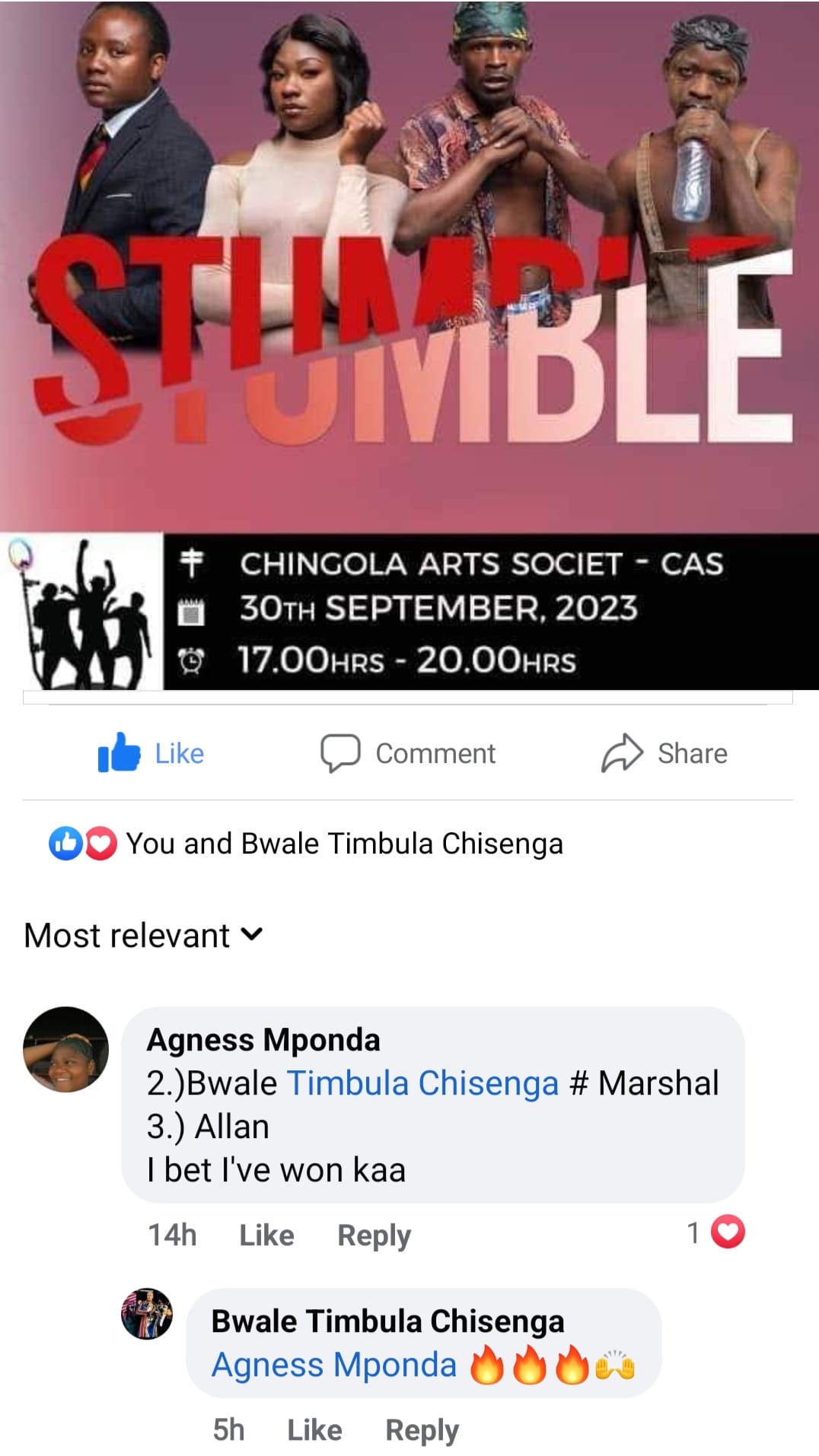 Congratulations🎊 to STUMBLE MOVIE... - Renatus Mwila Jr