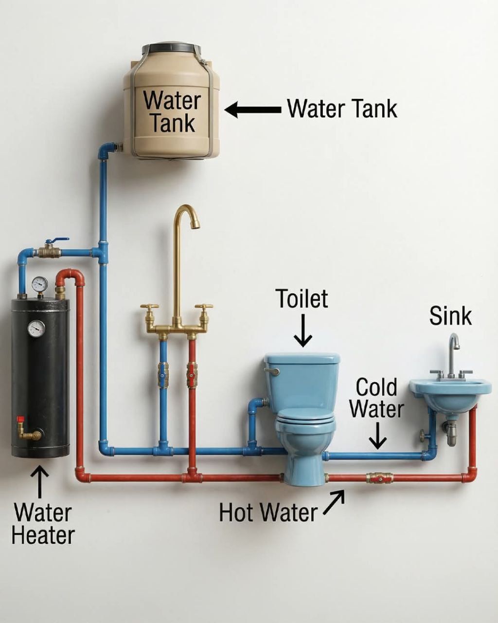 hot and cold water plumbing diagram diy tips planning - hot and cold water plumbing diagram
