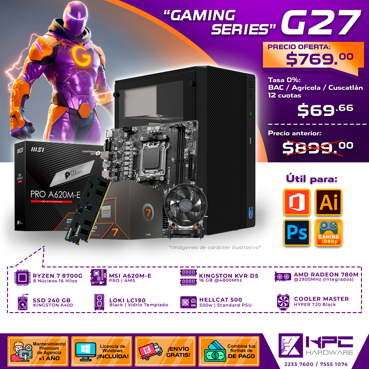 KPC - 🌊CASE: RIOTORO LOKI LC190 / VIDRIO TEMPLADO / BLACK 🌊PLACA BASE ...