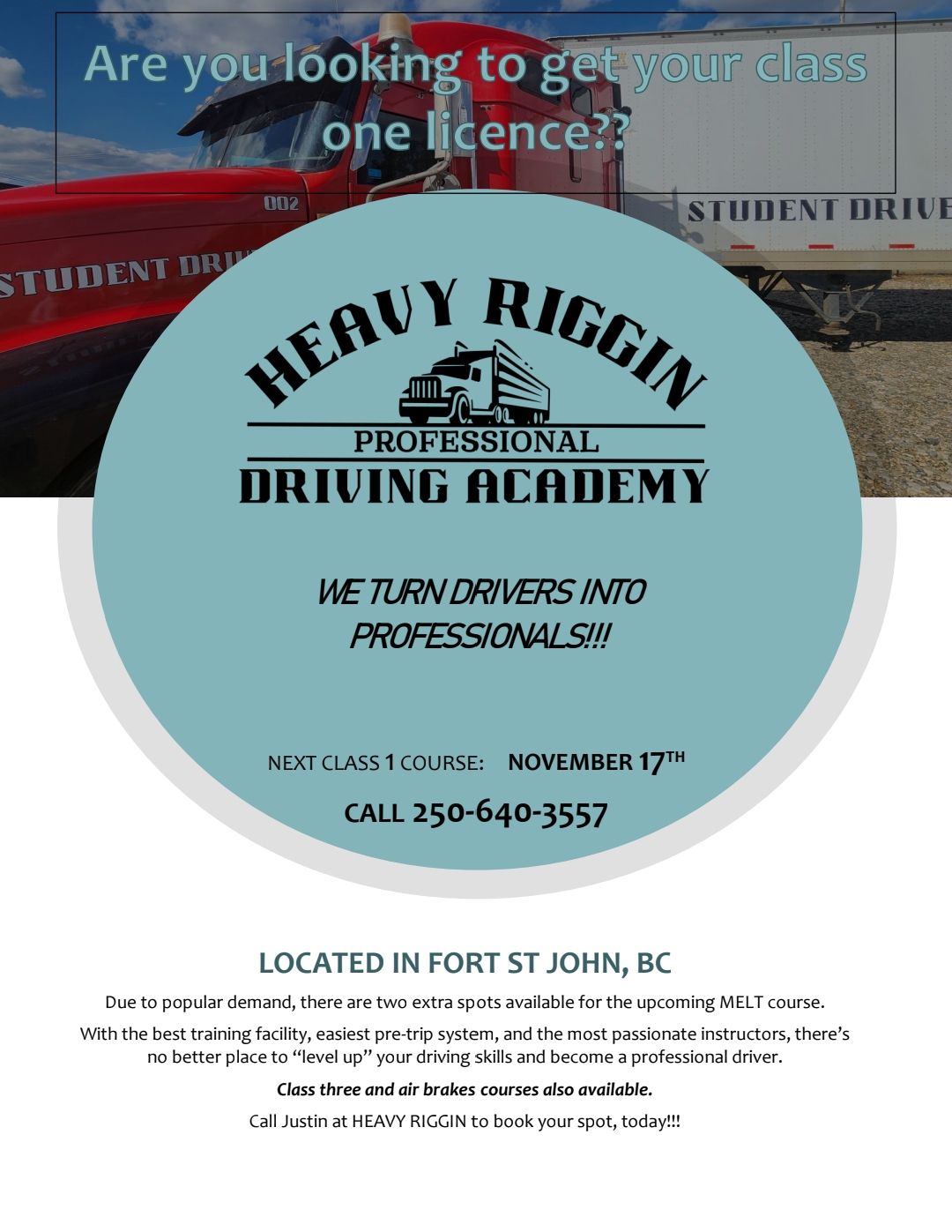 Heavy Riggin Professional Driving Academy | Fort Saint John BC