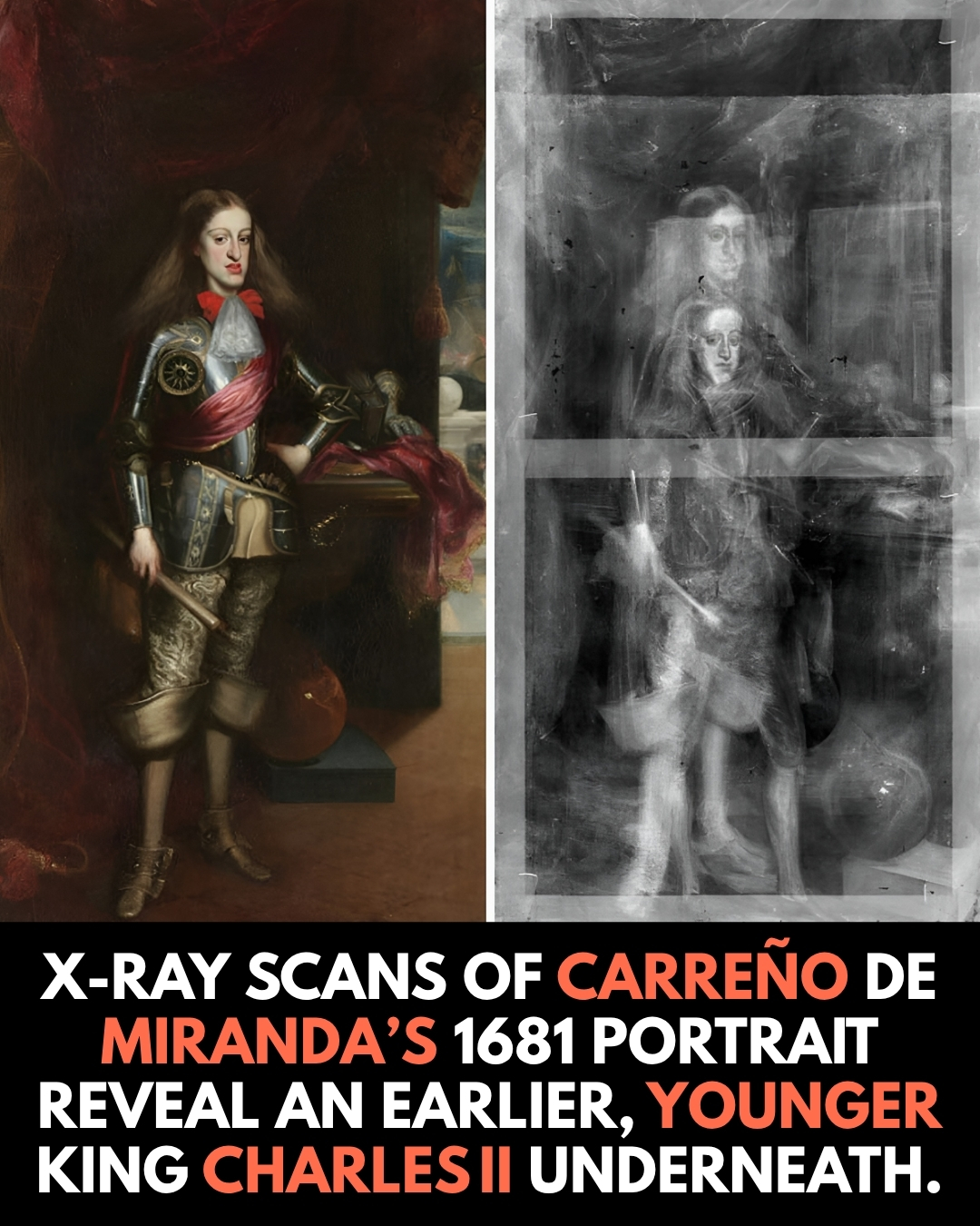 X-ray scans of Carreño de Miranda's 1681 portrait of the King