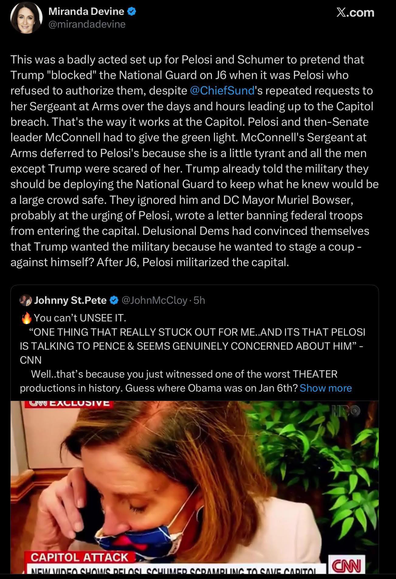 Colleen - The reason Pelosi was talking to Pence was because Pence was ...