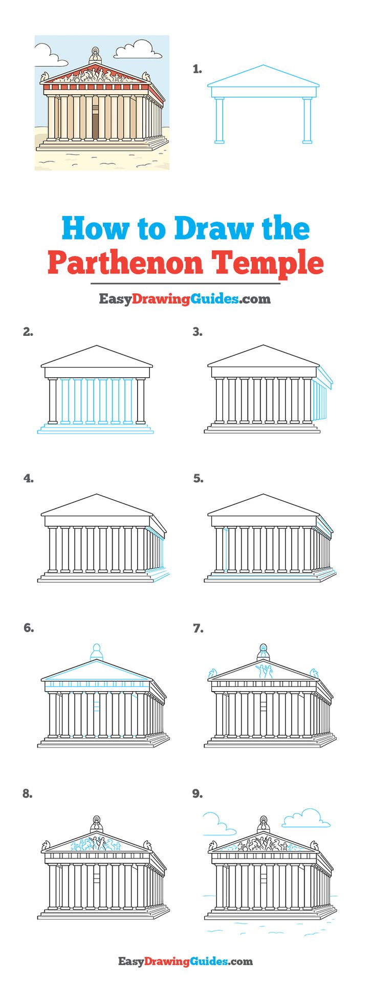 Learn How to Draw the Parthenon... - Easy Drawing Guides