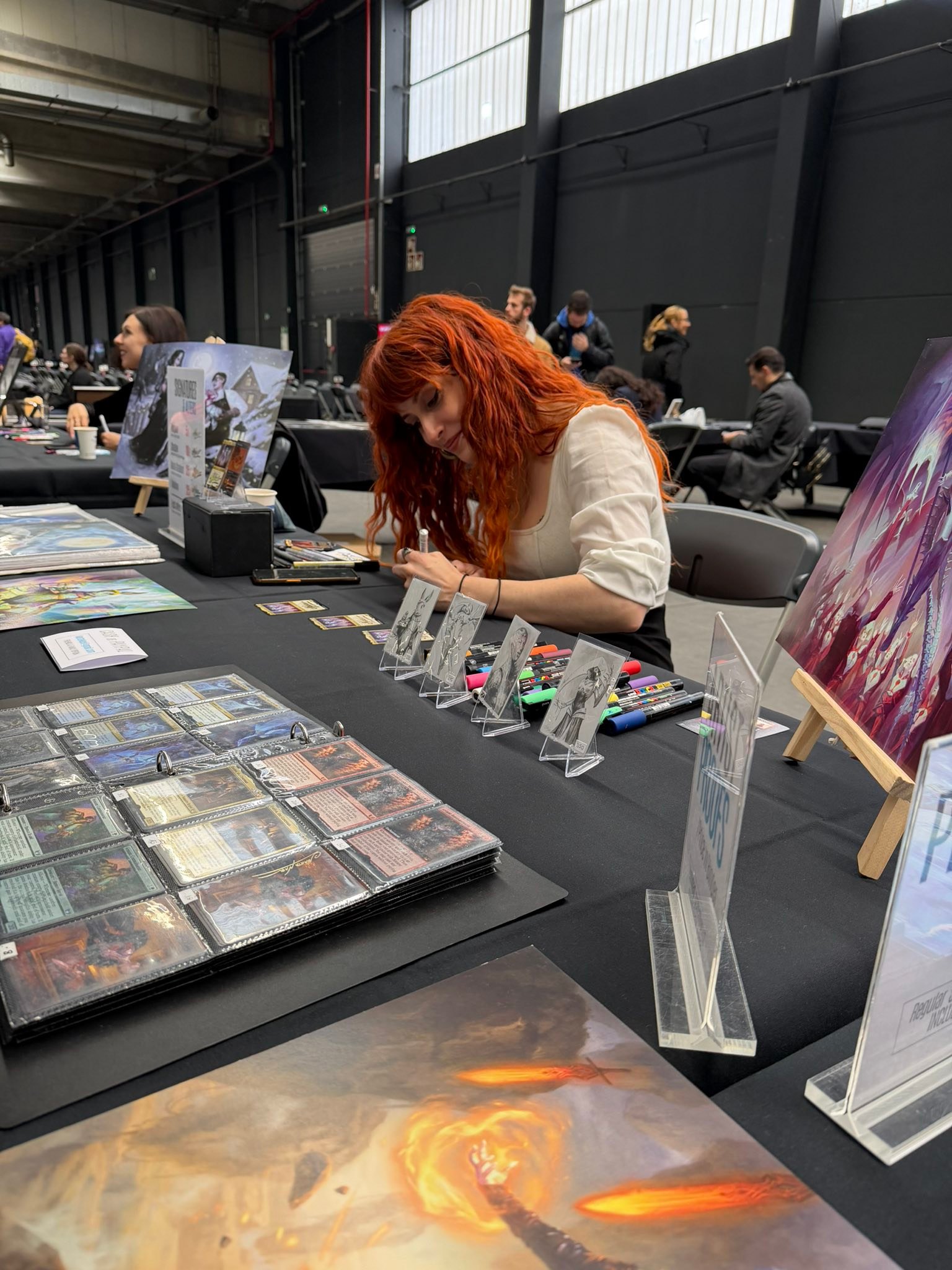 Marta Nael selling Magic the Gathering artist proofs in Antwerp
