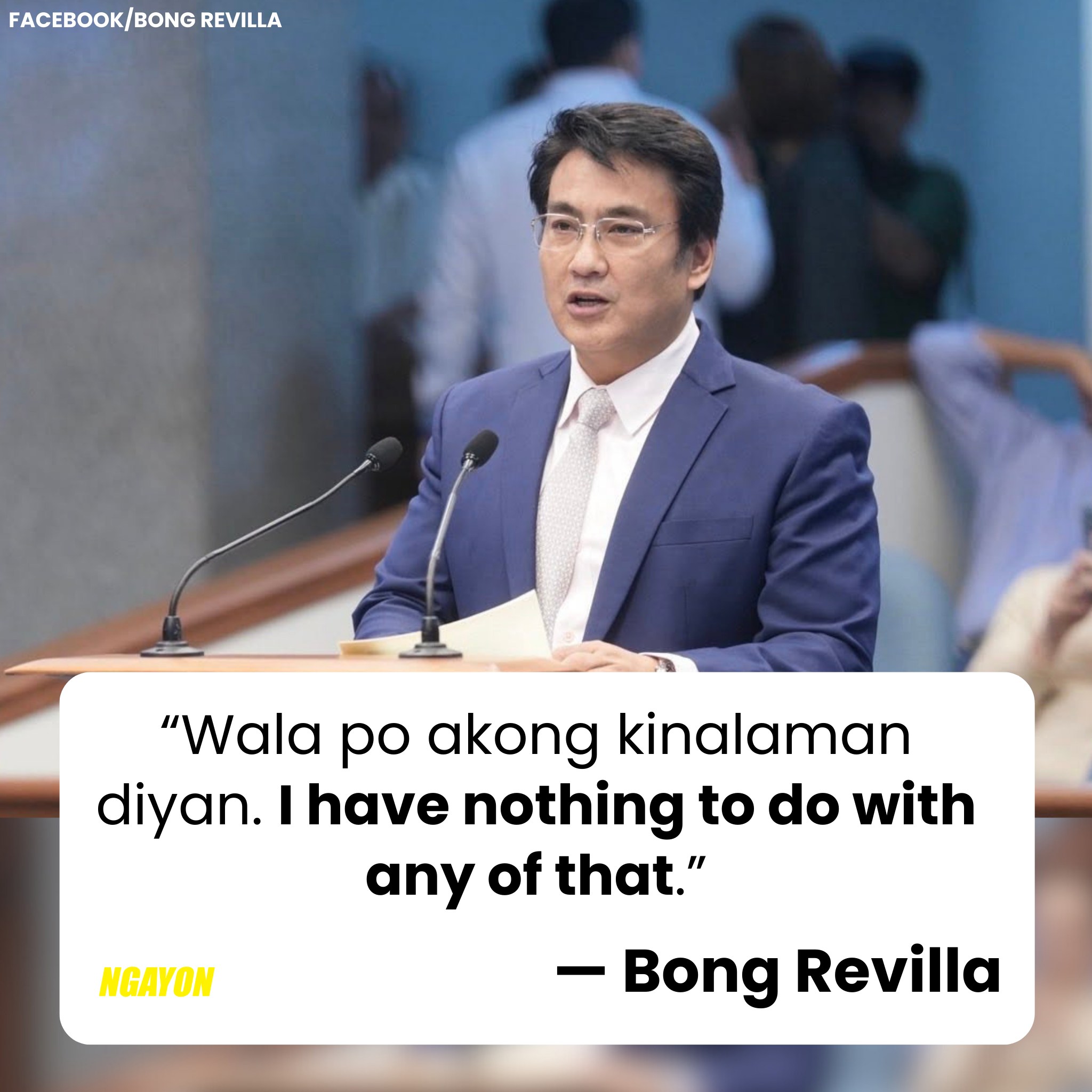 Pilipino - ‘WALA PO AKONG KINALAMAN DIYAN’ Ito ang inihayag ni dating ...