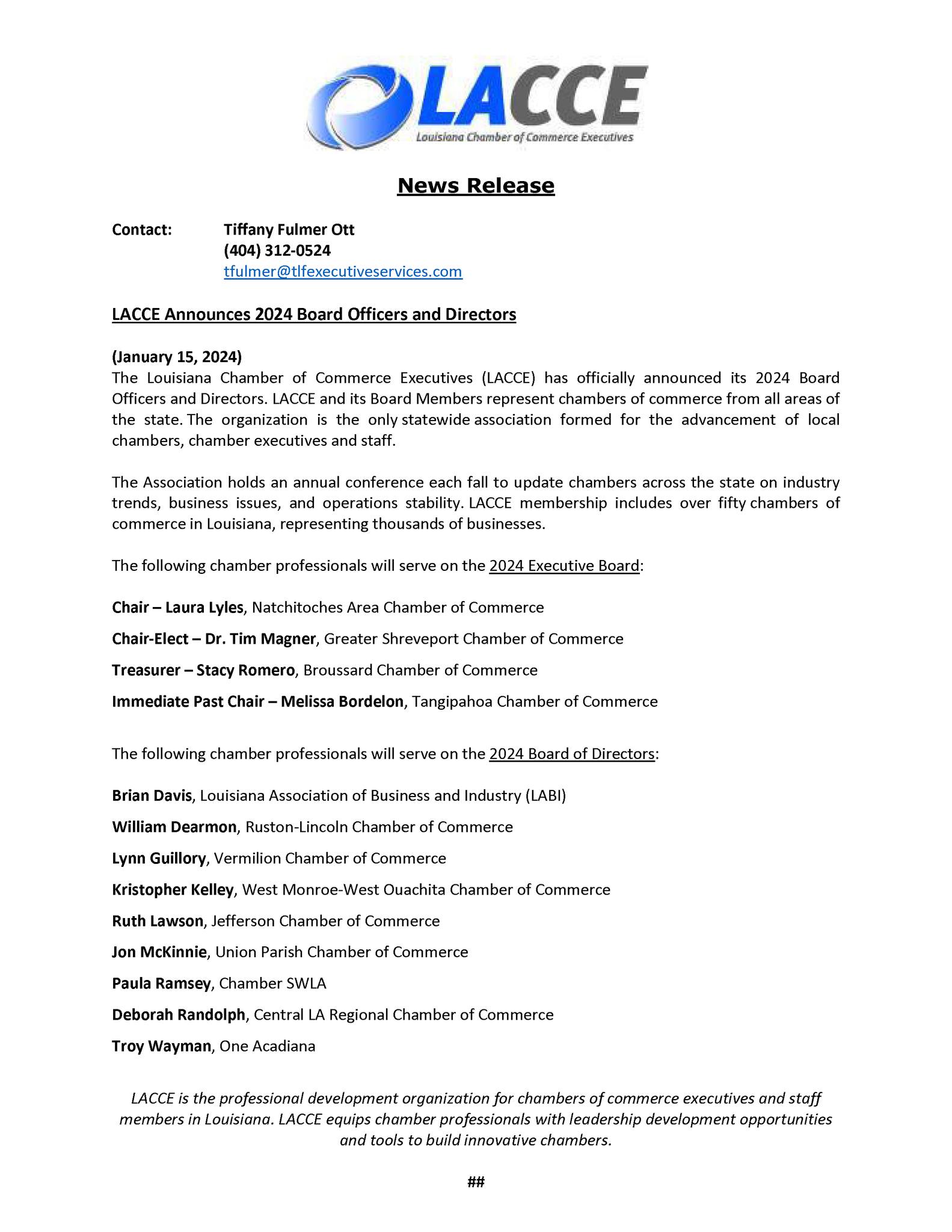 The LACCE has officially... - Broussard Chamber of Commerce