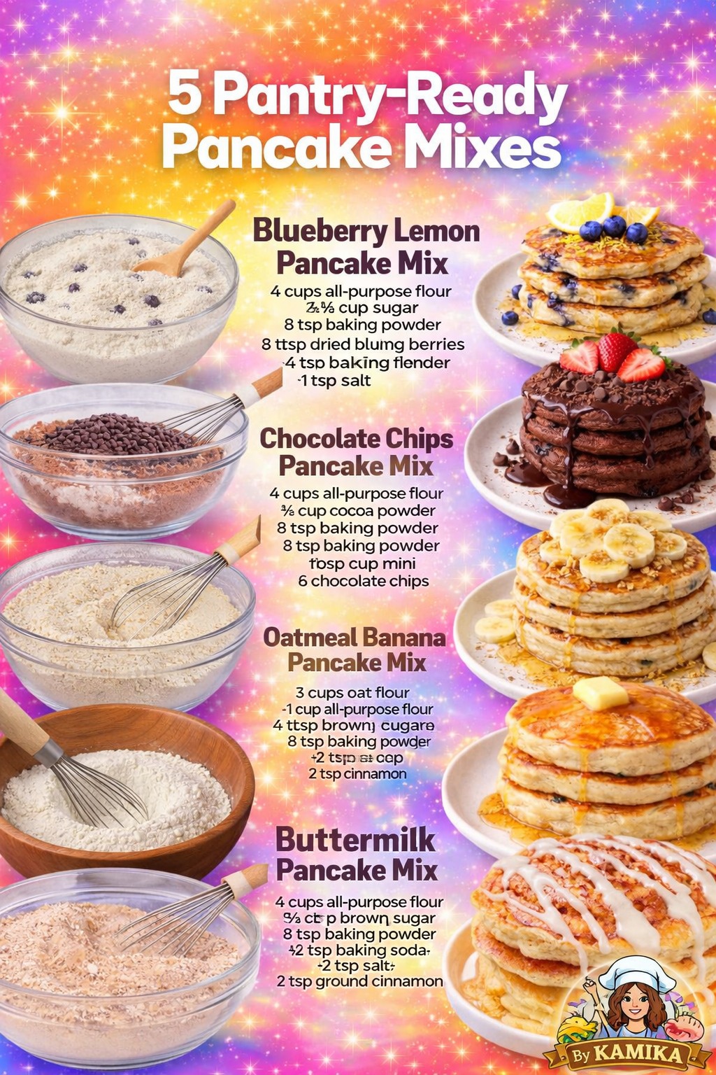 Recipes - PANTRY PANCAKE MIXES (LARGE BATCH). Five irresistible pancake ...